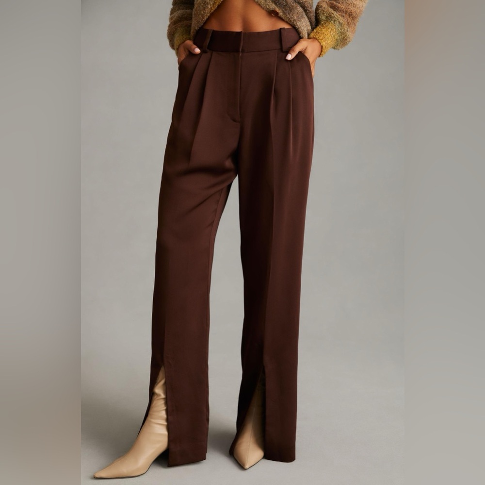 NWT Favorite Daughter Favorite split hem wide leg pants | Chocolate brown